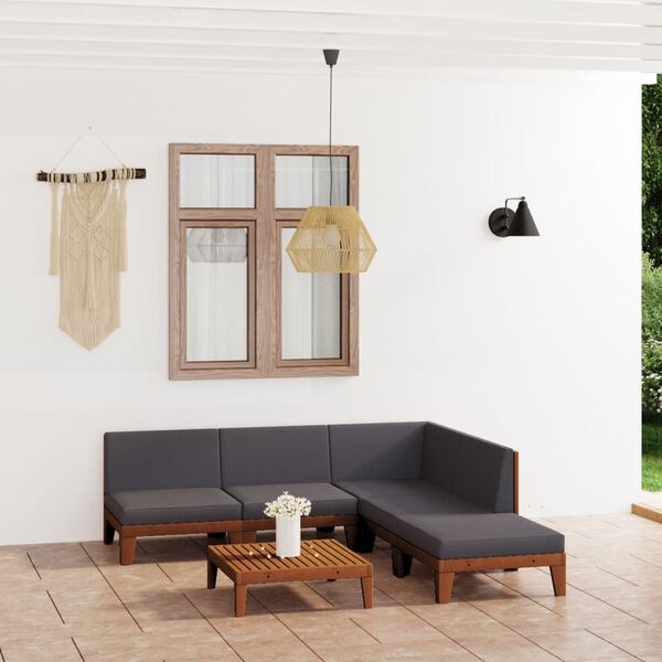 vidaXL Salon de jardin 6 pcs avec coussins Bois d'acacia solide