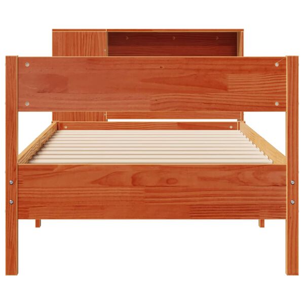 vidaXL Lit biblioth&egrave;que sans matelas cire marron 100x200 cm pin massif