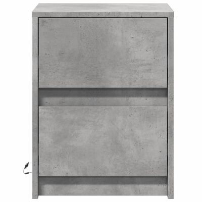 vidaXL Armoire de chevet et lumières LED gris béton bois d'ingénierie