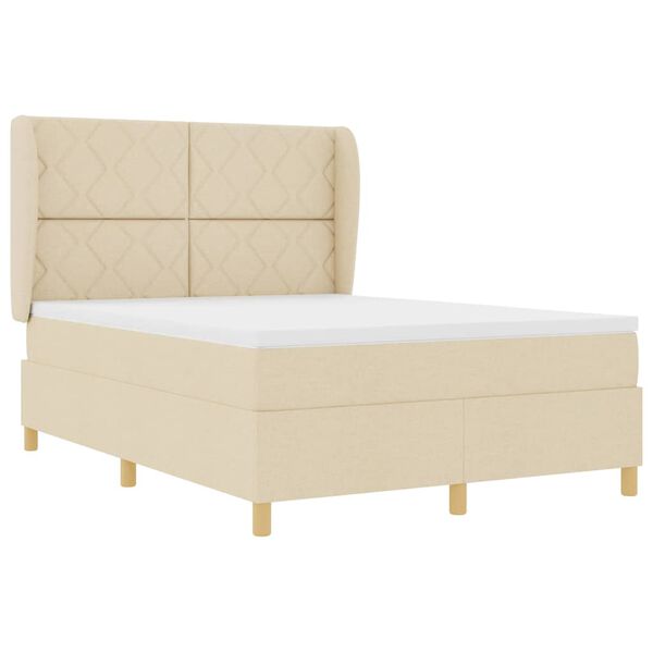 vidaXL Lit &agrave; ressorts avec matelas Cr&egrave;me 200 x 160 cm tissu