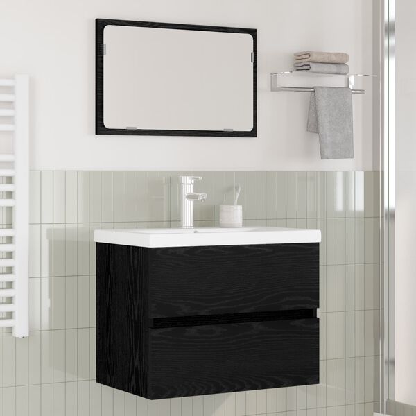 vidaXL Ensemble de mobilier de salle de bain 3 pcs Ch&ecirc;ne noir