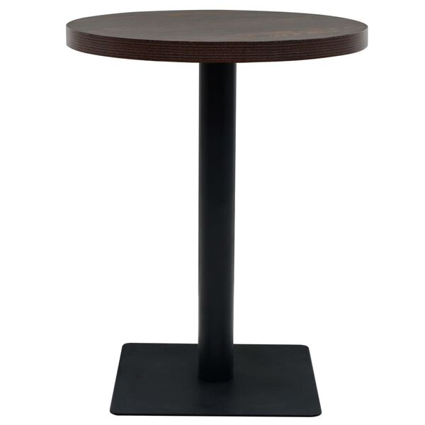 vidaXL Table de bistro MDF et acier Rond 60 x 75 cm Fr&ecirc;ne fonc&eacute;