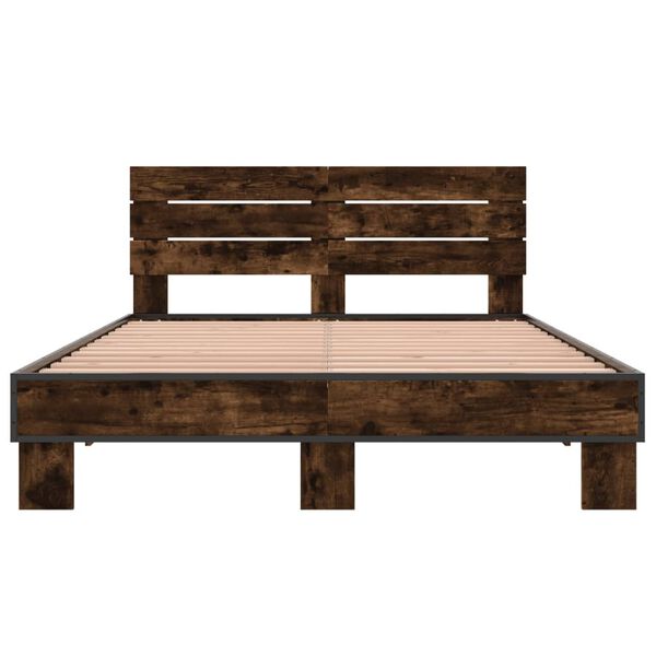 vidaXL Cadre de lit sans matelas ch&ecirc;ne fum&eacute; 120x190 cm