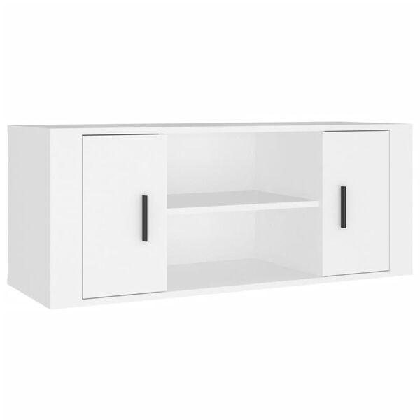 vidaXL Meuble TV Blanc 100x35x40 cm Bois d'ing&eacute;nierie