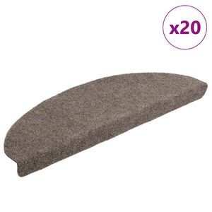 vidaXL Tapis d'escalier autocollants 20 pi&egrave;ces 65 x 21 x 4 cm Beige Demi-rond Grand