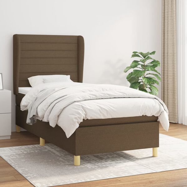 vidaXL Sommier &agrave; lattes de lit avec matelas Marron fonc&eacute; 80x200 cm