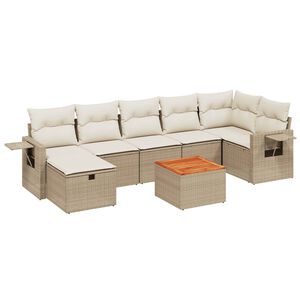 vidaXL Salon de jardin avec coussins 8 pcs beige r&eacute;sine tress&eacute;e