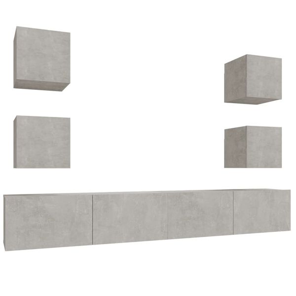vidaXL Ensemble de meubles TV 6 pcs Gris b&eacute;ton Bois d'ing&eacute;nierie