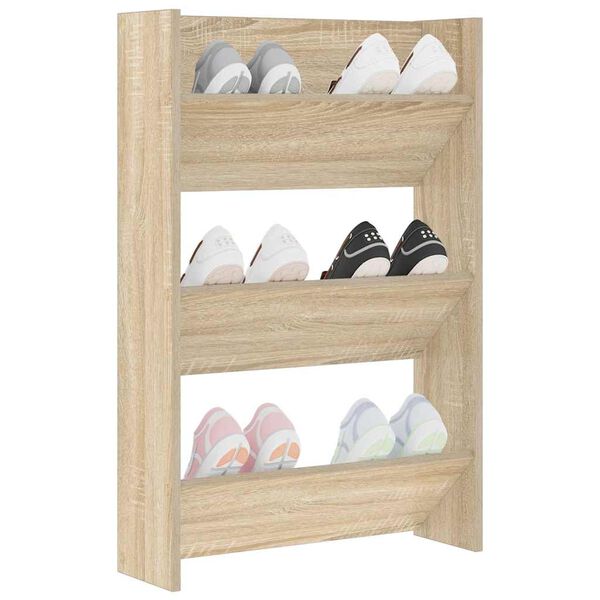vidaXL Armoire &agrave; chaussures murale Ch&ecirc;ne Sonoma 60x18x90 cm Agglom&eacute;r&eacute;