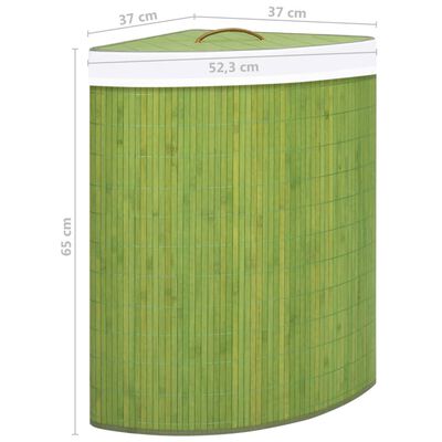 vidaXL Panier à linge d'angle Bambou Vert 60 L