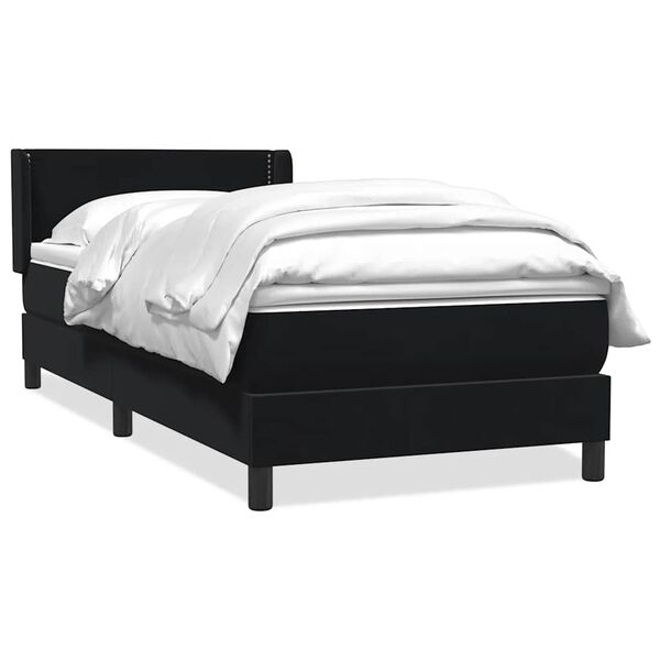 vidaXL Sommier &agrave; lattes de lit avec matelas noir 90x210 cm velours