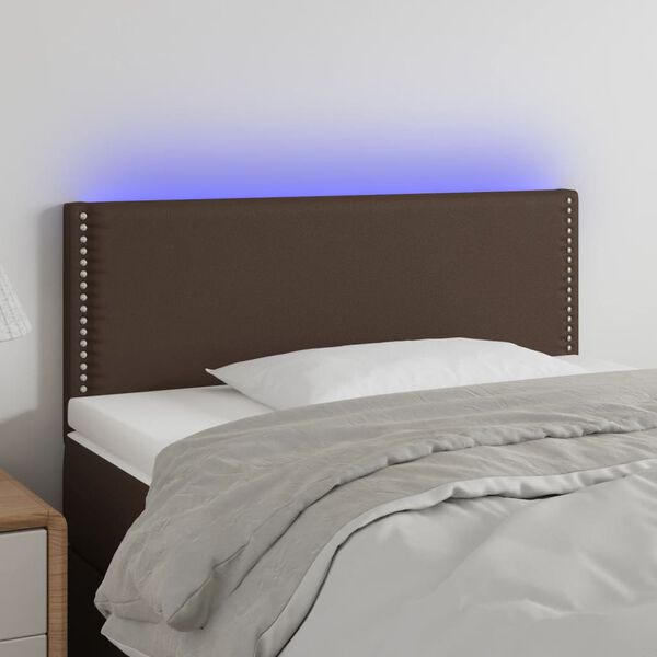 vidaXL T&ecirc;te de lit &agrave; LED Marron 90x5x78/88 cm Similicuir