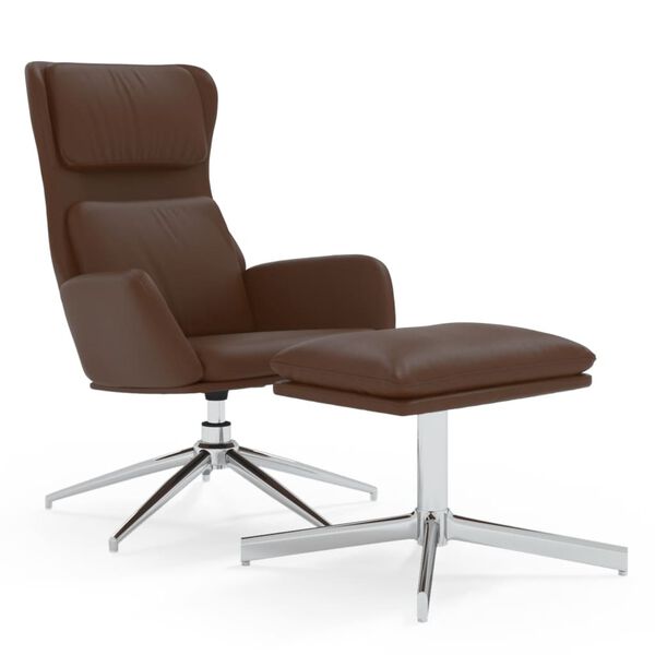 vidaXL Chaise de relaxation avec tabouret Marron brillant Similicuir