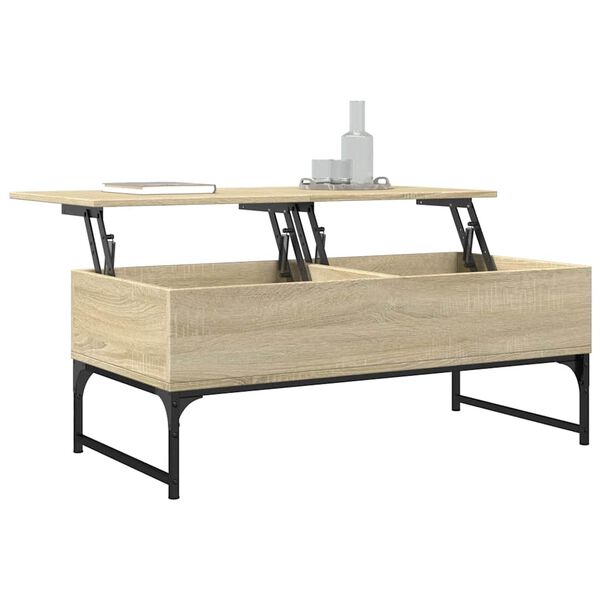 vidaXL Table basse ch&ecirc;ne sonoma 100x50x40cm bois d'ing&eacute;nierie et m&eacute;tal