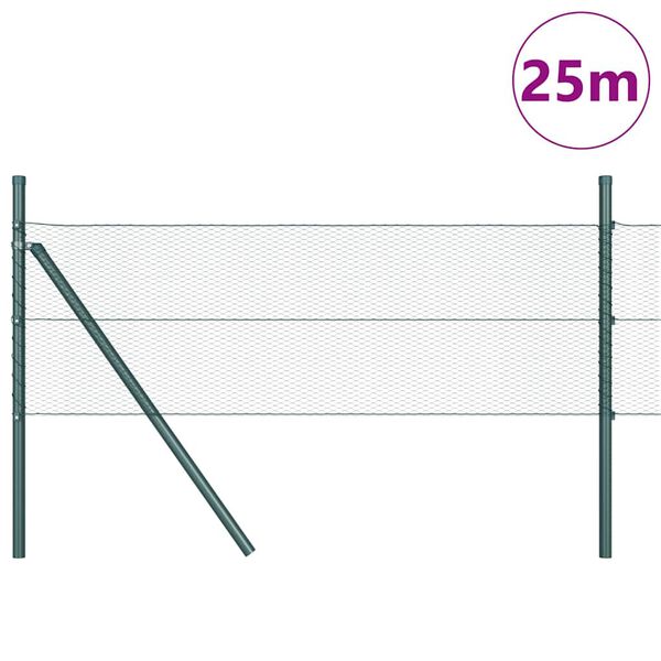 vidaXL Cl&ocirc;ture avec poteaux Vert 0.4 x 25 m Acier recouvert de PVC