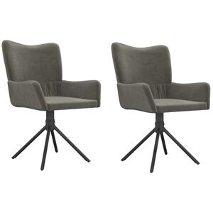 vidaXL Chaises pivotantes &agrave; manger lot de 2 Gris fonc&eacute; Velours