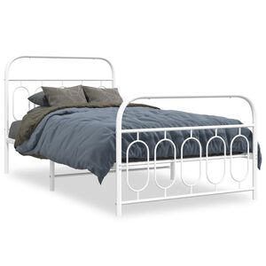 vidaXL Cadre de lit m&eacute;tal sans matelas et pied de lit blanc 100x190 cm