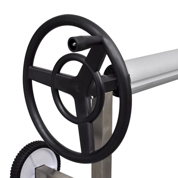 vidaXL Enrouleur de b&acirc;che de piscine avec base en acier inoxydable