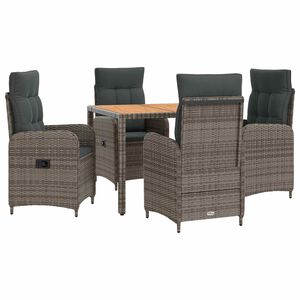 vidaXL Ensemble de repas ext&eacute;rieur 5 pc Gris clair et gris fonc&eacute;