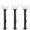 vidaXL Bornes lumineuses avec capteur et prise lot de 3 80 cm noir IP44