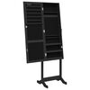 vidaXL Armoire &agrave; bijoux miroir avec lumi&egrave;res LED sur pied noir