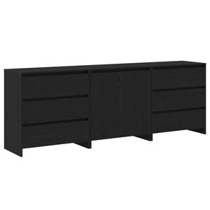vidaXL Buffet 3 pc Noir 70 x 41 x 75 cm Bois d'ing&eacute;nierie