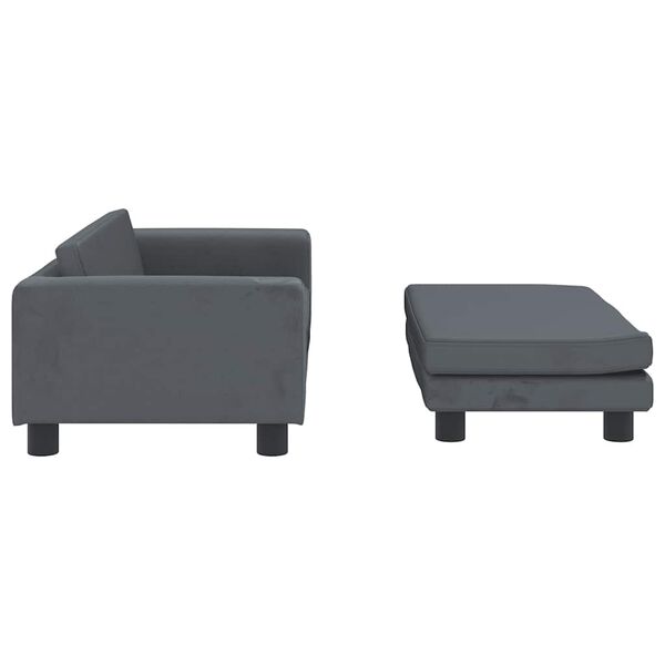 vidaXL Canapé avec repose-pied pour enfants gris foncé 100x50x30 cm