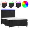 vidaXL Sommier &agrave; lattes de lit et matelas LED Noir 140x190 cm Velours