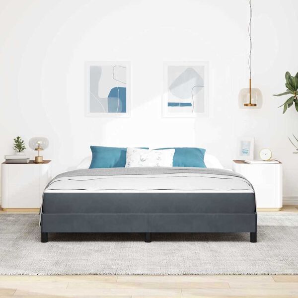 vidaXL Lit &agrave; ressorts avec matelas Gris fonc&eacute; 180 x 200 cm tissu