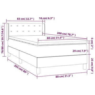 vidaXL Sommier à lattes de lit avec matelas Taupe 80x200 cm Tissu