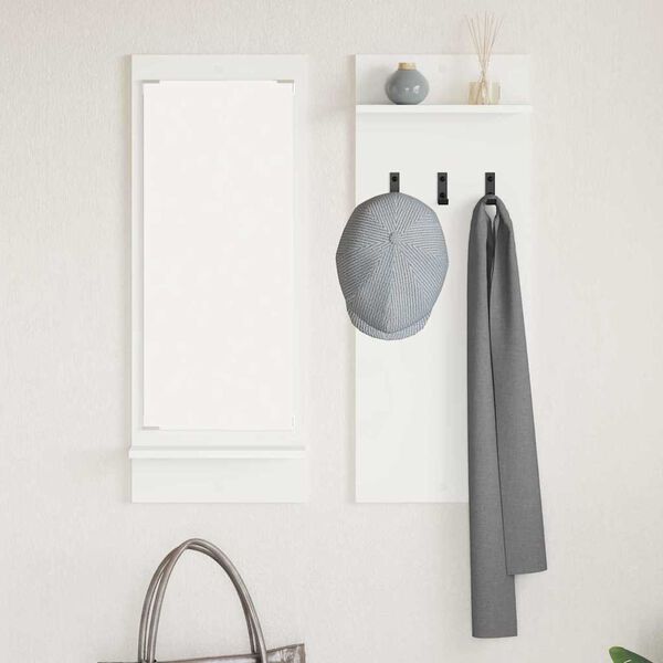 vidaXL Porte-manteau mural Blanc 70 x 10 x 90 cm Bois d'ing&eacute;nierie