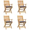 vidaXL Chaise pliante 4 pcs Gris 49 x 57.5 x 92cm Bois d'acacia massif