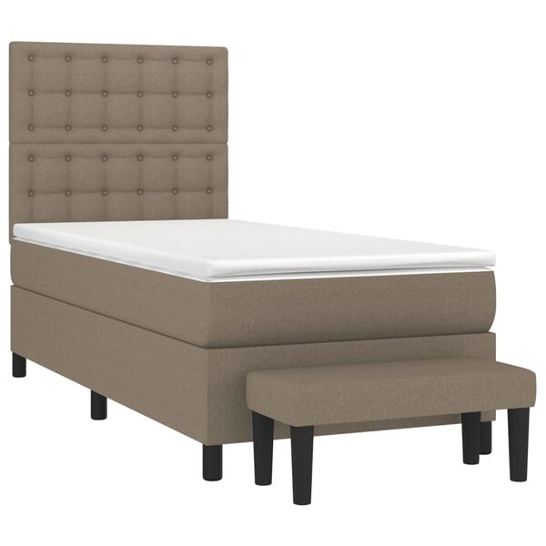 vidaXL Sommier &agrave; lattes de lit avec matelas Taupe 100x200 cm Tissu
