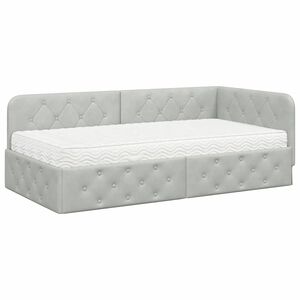 vidaXL Cadre de lit d'angle Gris clair 90 x 190 cm Velours