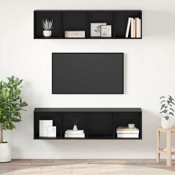 vidaXL Ensemble meuble TV 2 pcs Ch&ecirc;ne noir 37 x 37 x 142,5 cm
