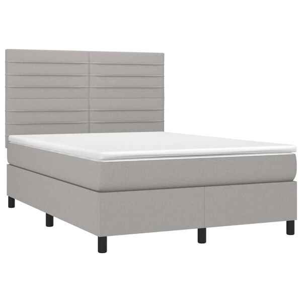 vidaXL Sommier &agrave; lattes de lit avec matelas Gris clair 140x190cm Tissu