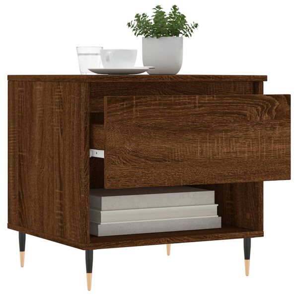 vidaXL Table basse ch&ecirc;ne marron 50x46x50 cm bois d'ing&eacute;nierie