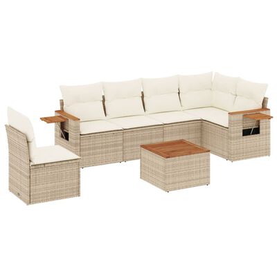 vidaXL Salon de jardin avec coussins 7 pcs beige résine tressée