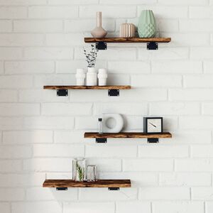 vidaXL &Eacute;tag&egrave;res murales 4 pcs ch&ecirc;ne fum&eacute; 40x10x1,5cm bois d'ing&eacute;nierie
