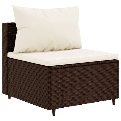 vidaXL Salon de jardin 5 pcs avec coussins Marron Résine tressée