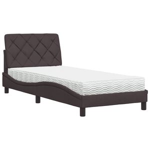 vidaXL Lit avec matelas marron fonc&eacute; 90x190 cm tissu