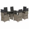 vidaXL Ensemble &agrave; manger de jardin et coussins 7 pcs gris rotin