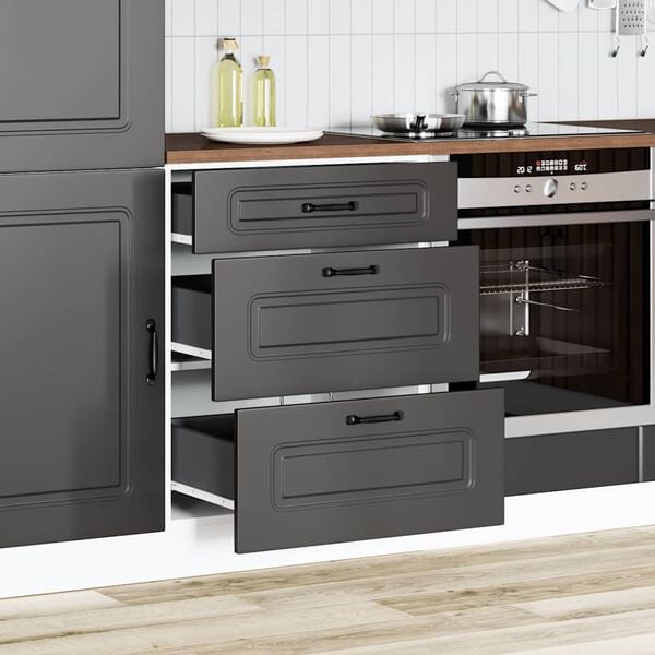 vidaXL Meuble bas de cuisine &laquo; Kalmar &raquo; Bois d'ing&eacute;nierie noir