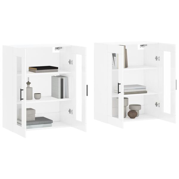 vidaXL Armoires murales 2 pcs blanc brillant bois d'ing&eacute;nierie