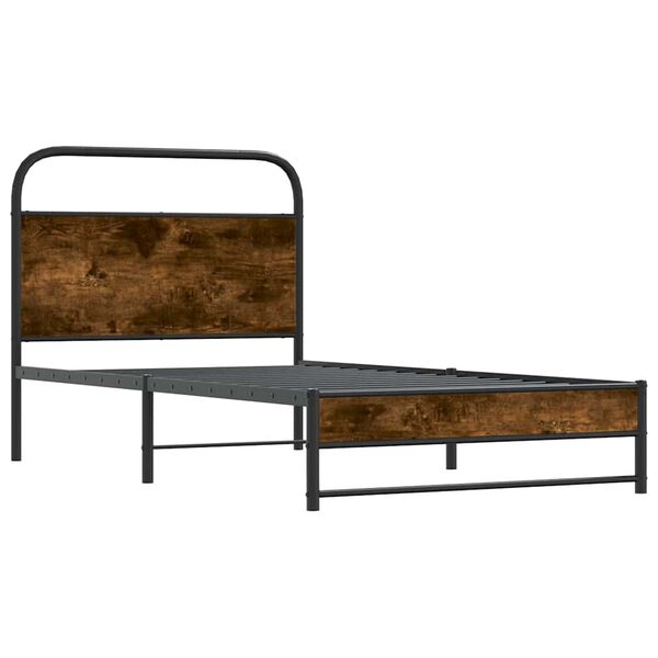 vidaXL Cadre de lit sans matelas 107x203 cm ch&ecirc;ne fum&eacute; bois ing&eacute;nierie