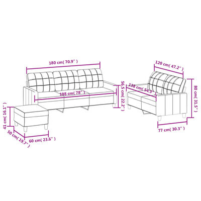 vidaXL Ensemble de canapés 3 pcs avec coussins Cappuccino Similicuir