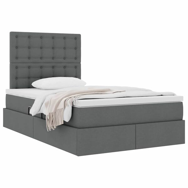 vidaXL Lit avec rangement et matelas Gris fonc&eacute; 120 x 200 cm Polyester