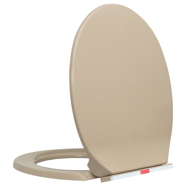 vidaXL Siège de toilette à fermeture en douceur Beige Ovale