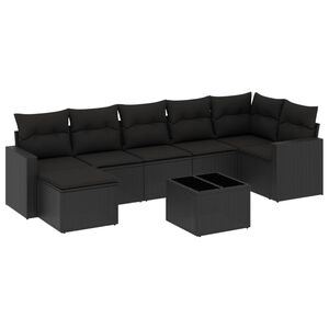 vidaXL Salon de jardin 8 pcs avec coussins noir r&eacute;sine tress&eacute;e