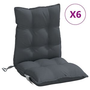 vidaXL Coussins de chaise &agrave; dossier bas lot de 6 anthracite